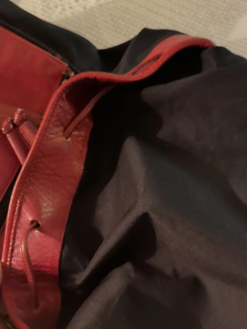 Coach Red Leather & Black Canvas Backpack - Stylish Everyday Bag
